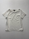 Banana Republic Blouse Womens S Petite White Polka Dot Boatneck Short Sleeve Top
