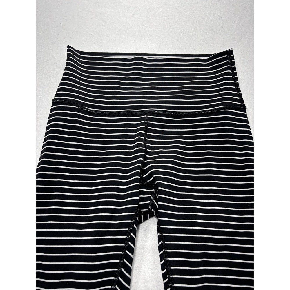 Lululemon Leggings Womens Small Black Stripe High Rise 25" Inseam Stretch Ankle