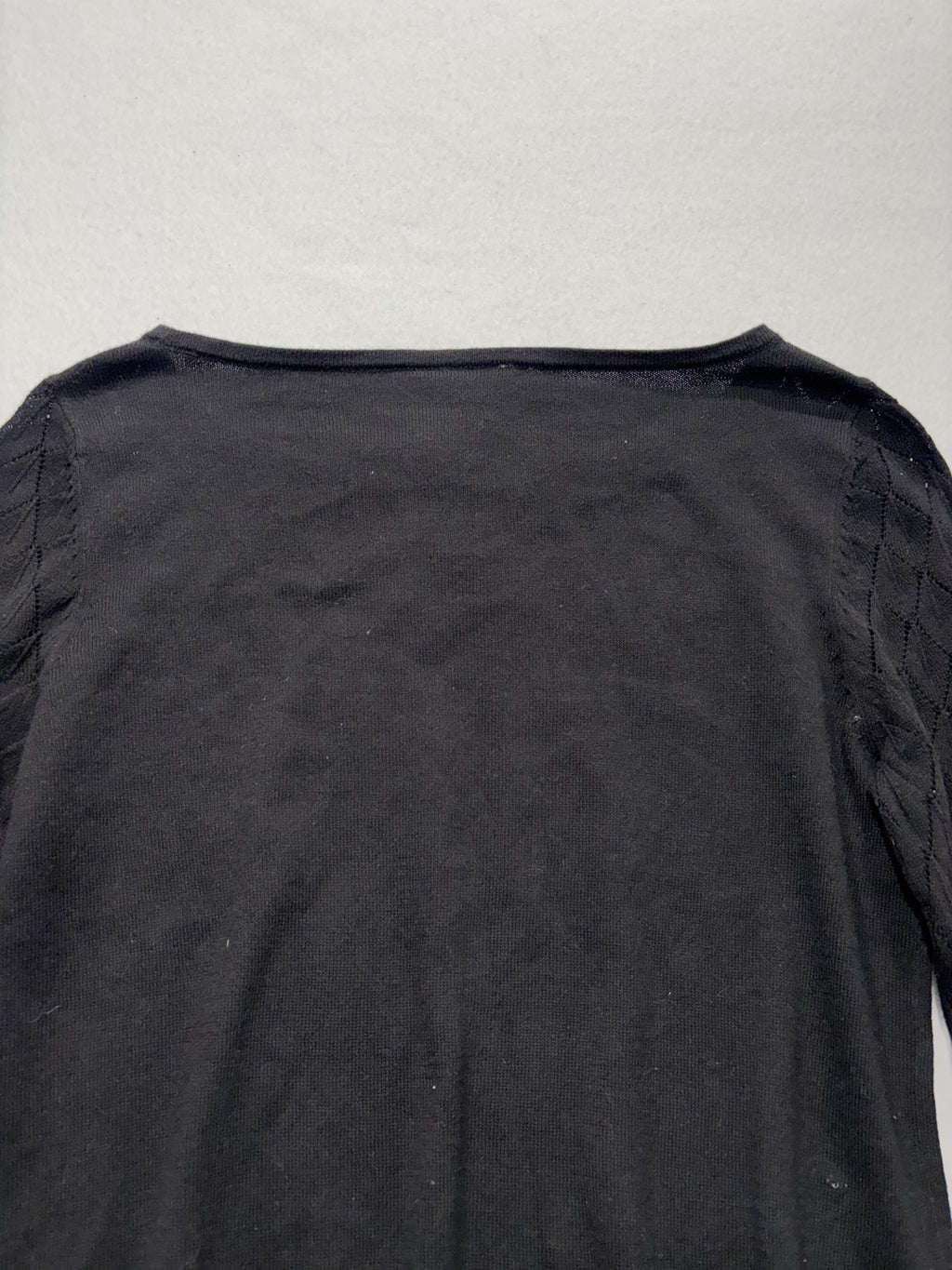 LOFT Sweater Womens Small Black Boat Neck Diamond Knit Sleeve Pullover Top