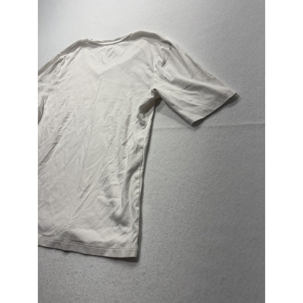 By Chico's Shirt Womens 1 White V Neck Short Sleeve Cotton Tee Basic Casual