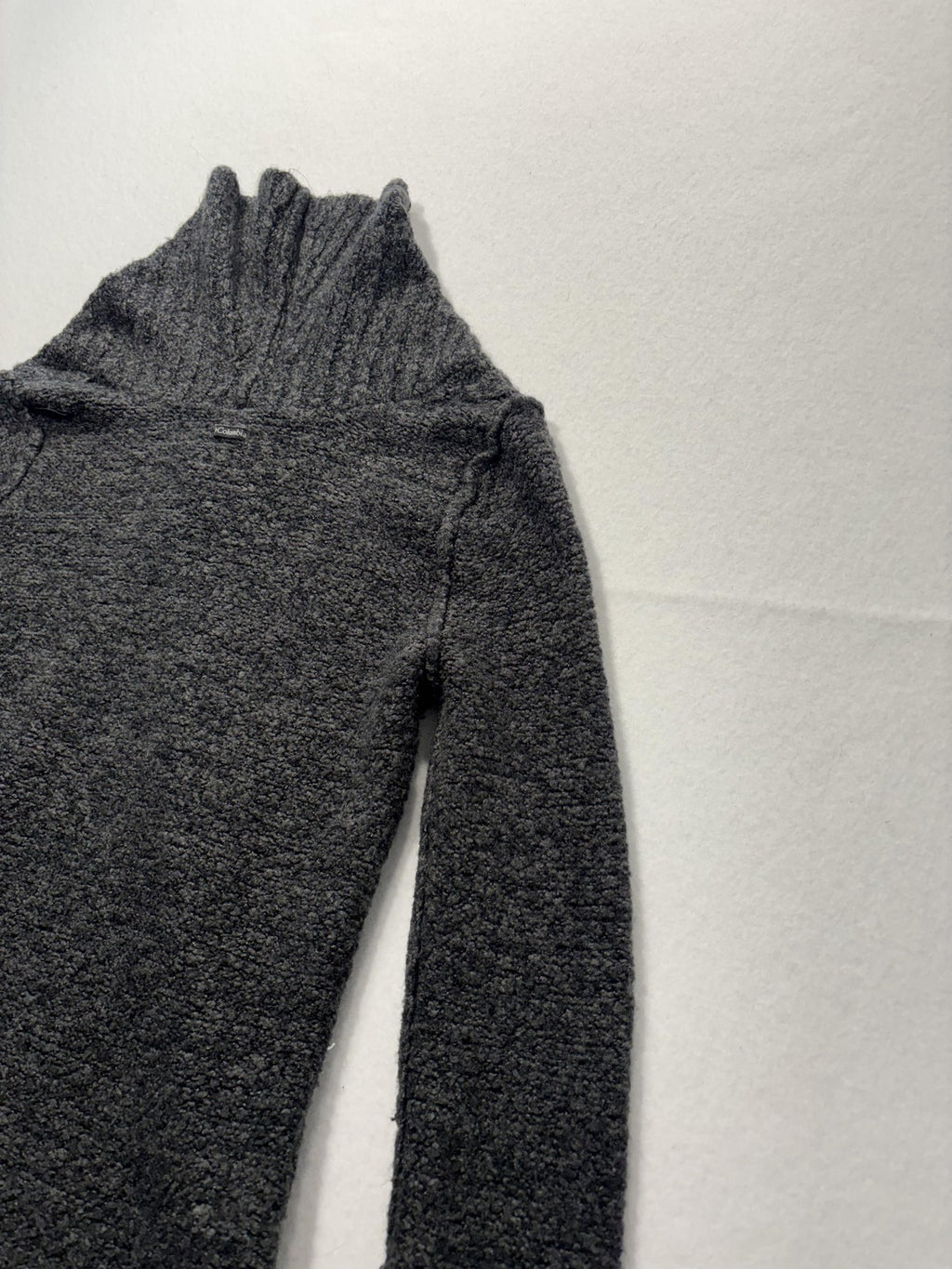 Columbia Sweater Womens Small Gray Hooded Cowl Neck Button Henley Knit