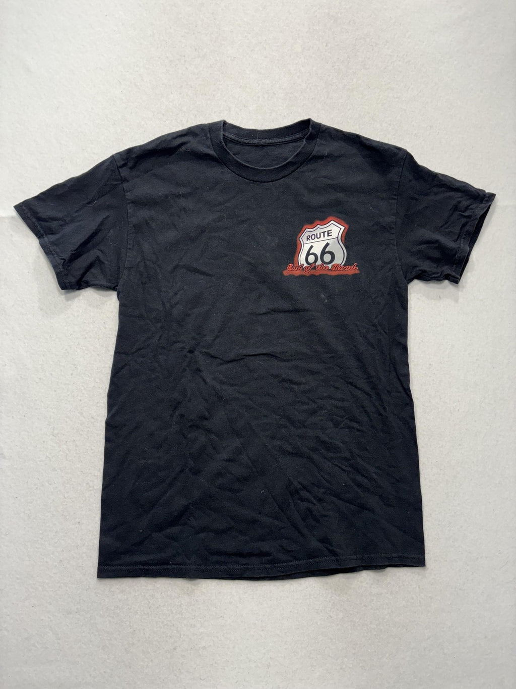 Route 66 Santa Monica Shirt Mens Small Black End Of The Road Car Graphic Tee