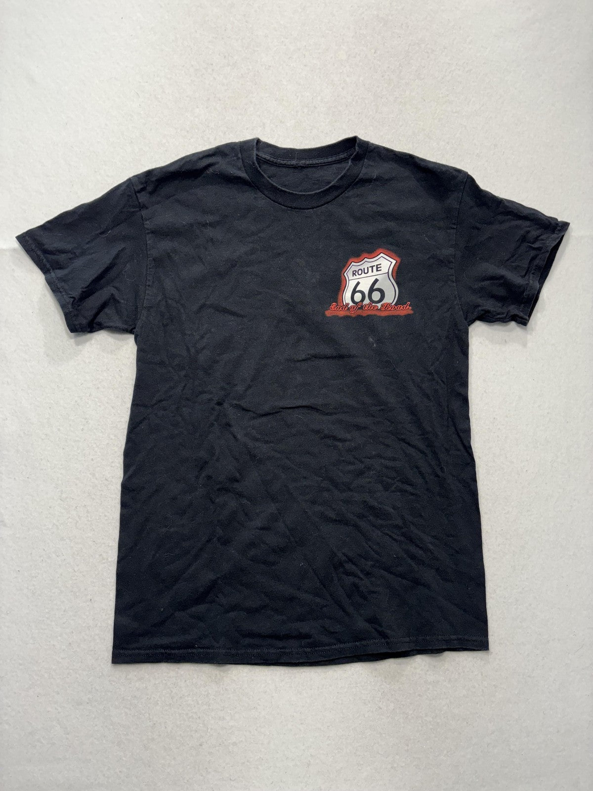 Route 66 Santa Monica Shirt Mens Small Black End Of The Road Car Graphic Tee