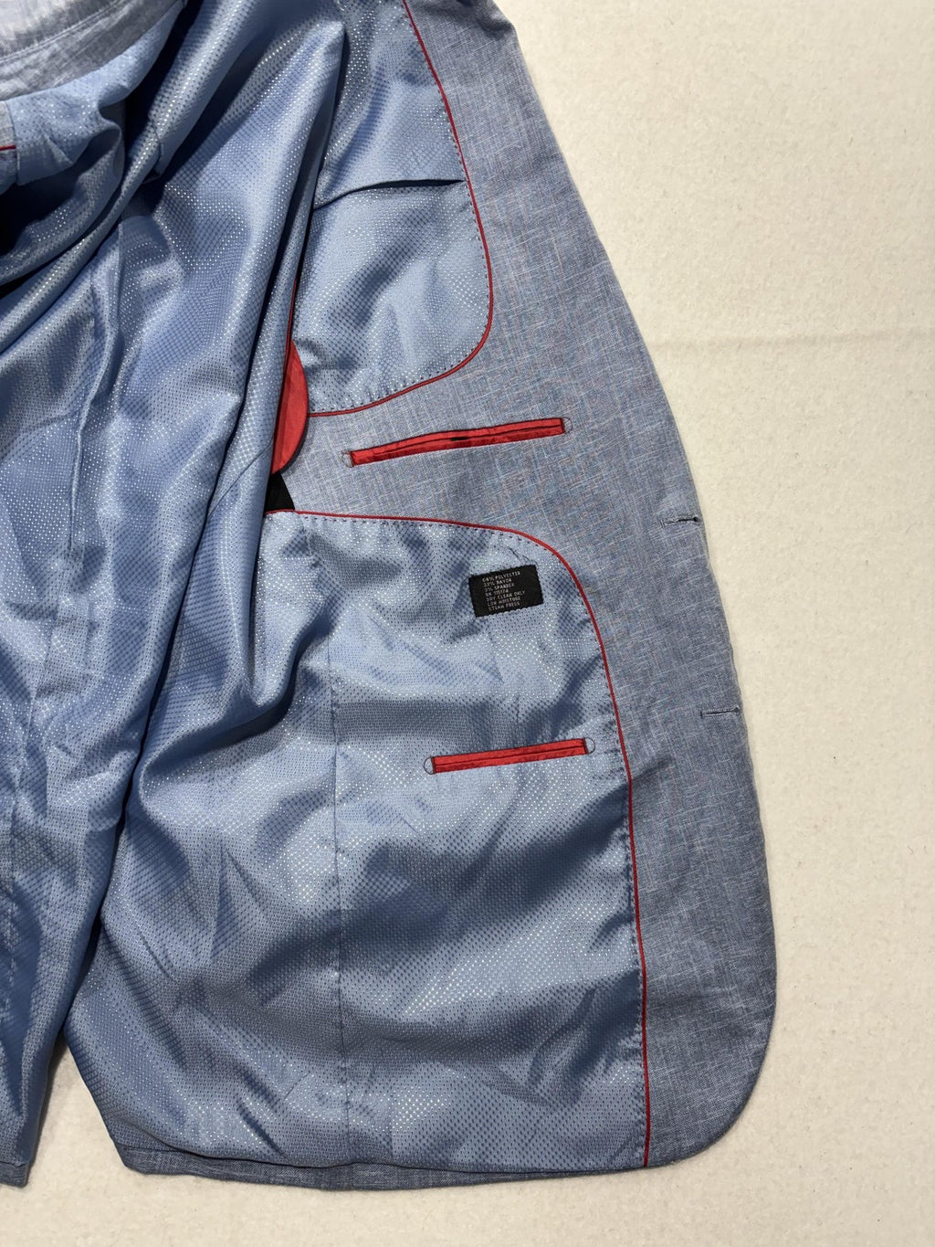 Bocaccio Uomo Sport Coat Mens 44 Blue Stretch Two Button Blazer Notch Lapel