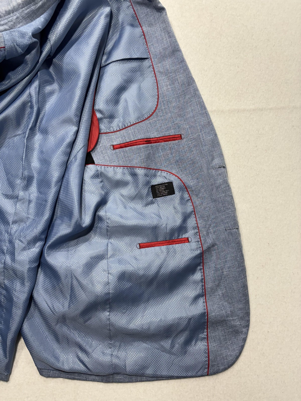 Bocaccio Uomo Sport Coat Mens 44 Blue Stretch Two Button Blazer Notch Lapel