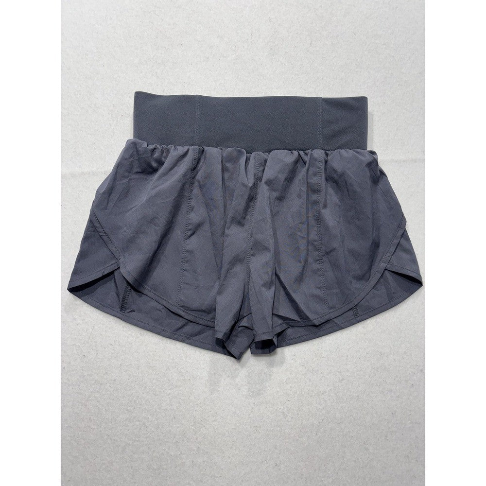 Lululemon Gray High Rise Running Shorts Womens 6 Zip Pocket 2.5" Inseam LWSDS