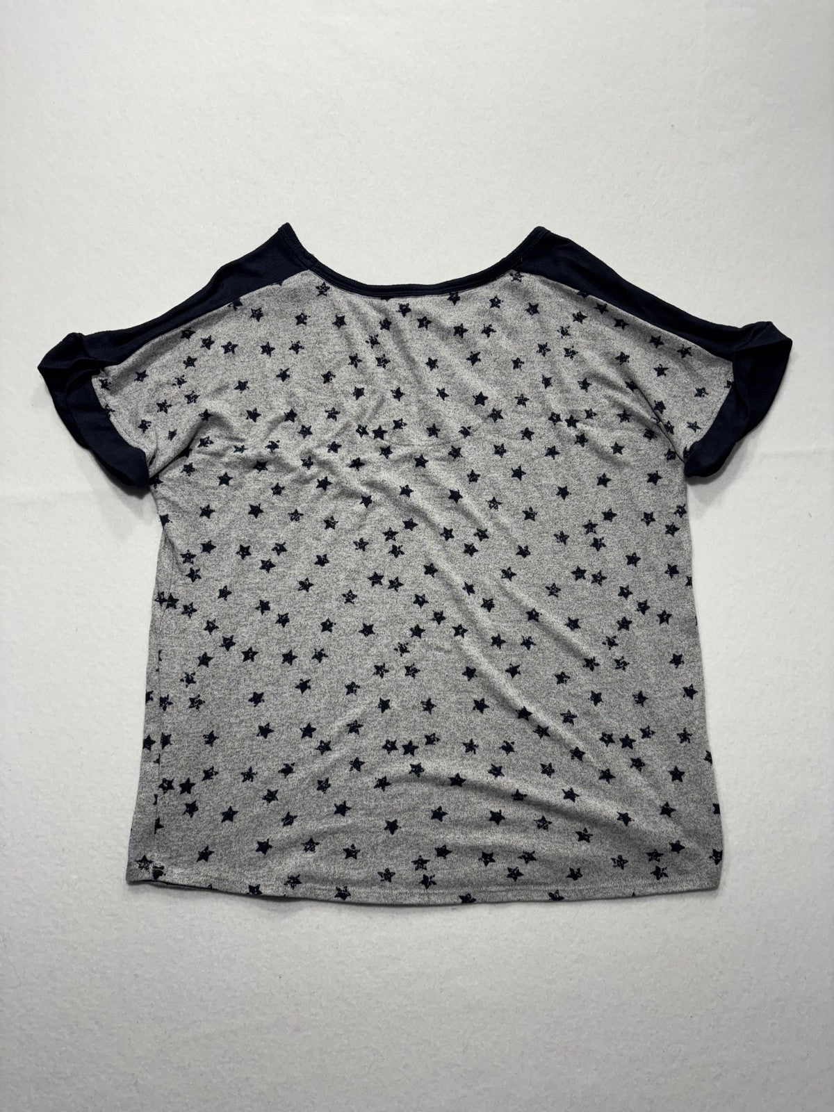 Lucky Brand Shirt Womens L Gray Star Print Scoop Neck Dolman Sleeve Tee