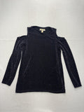 MICHAEL Michael Kors Womens Large Black Cold Shoulder Glitter Jersey Blouse Top