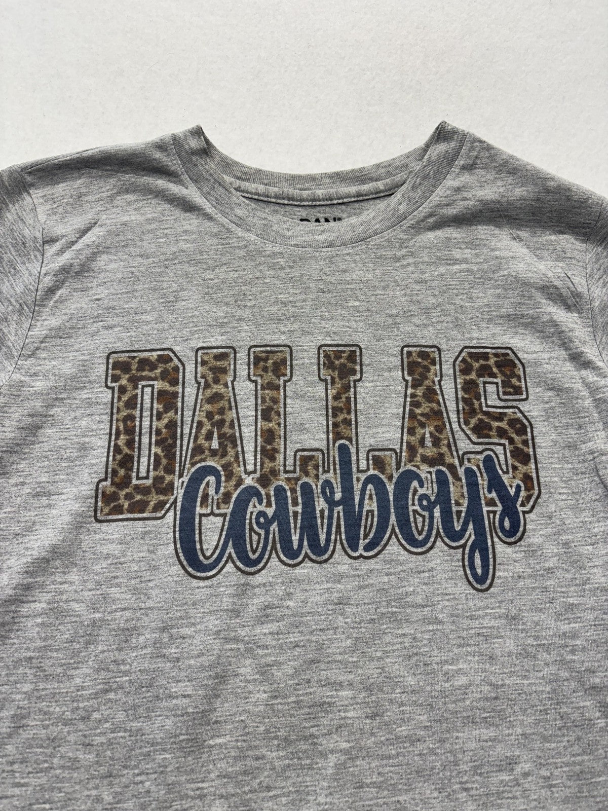 Dallas Cowboys Shirt Womens Small Gray NFL Football Leopard Print Gildan Tee