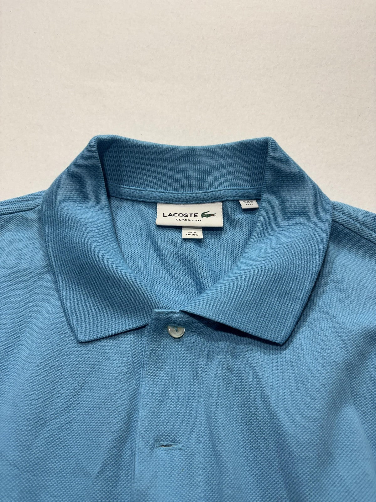 Lacoste Polo Shirt Mens 3XL Blue Classic Fit Pique Cotton Short Sleeve Logo