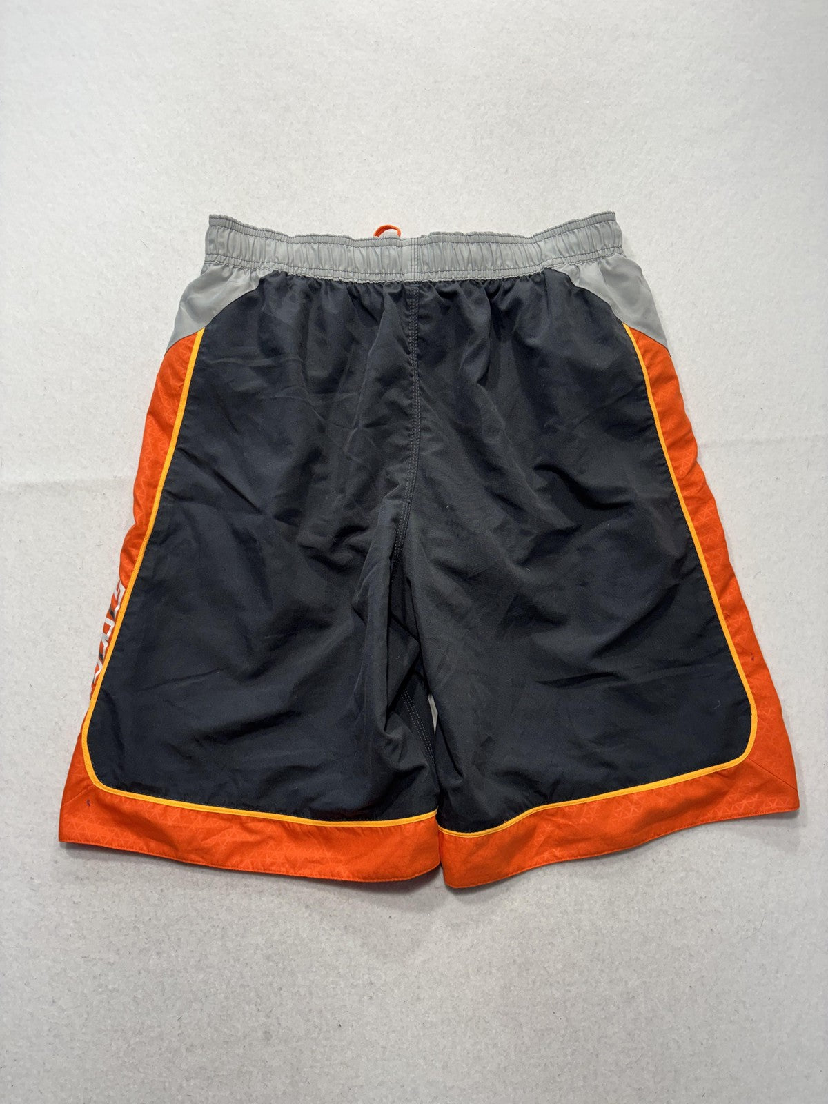Nike Swim Shorts Mens Large Gray Orange Colorblock Lined Elastic Waist Tie
