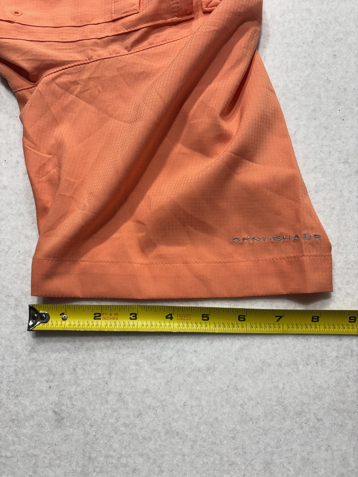 Columbia PFG Omni-Shade Shirt Mens Small Orange Short Sleeve Fishing Button Up