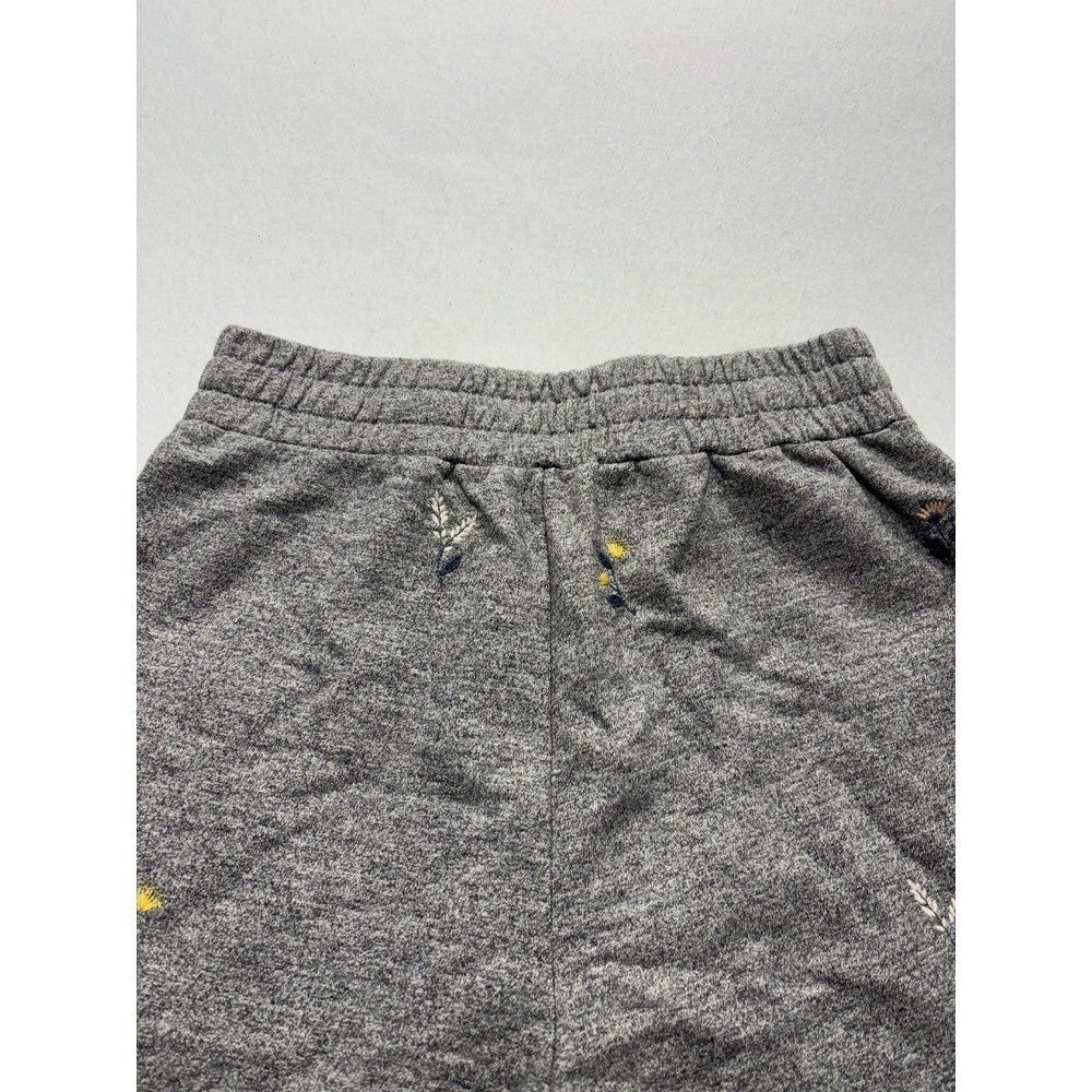 AG Sweat Shorts Womens Small Gray Embroidered Floral Knit Casual Elastic Waist