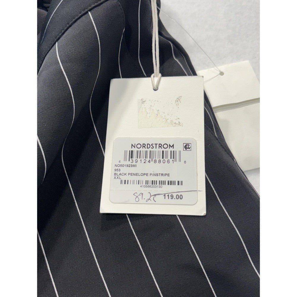 Nordstrom Penelope Pinstripe Wide Leg Dress Pants Black Womens XXL N0501923MI