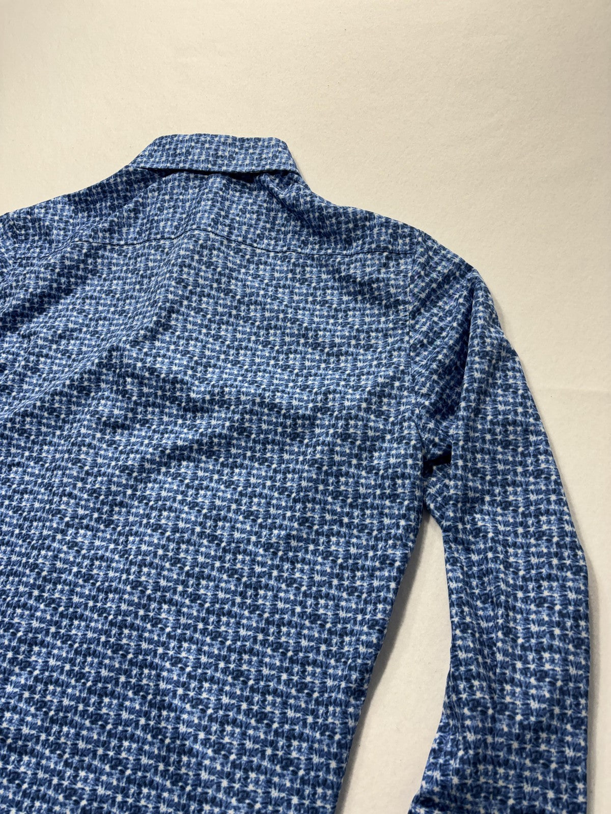 Tallia Sport Shirt Mens XL Blue Geometric Long Sleeve Button Up Stretch Casual