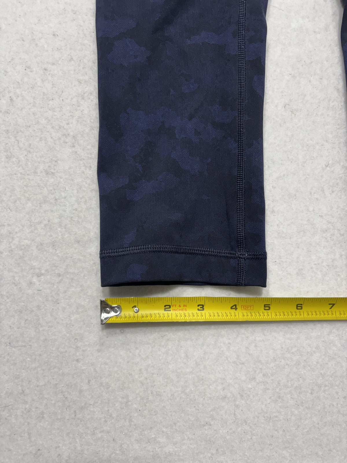 Lululemon Leggings Womens 4 Blue Camo High Rise 21.5" Inseam Capri Yoga Stretch