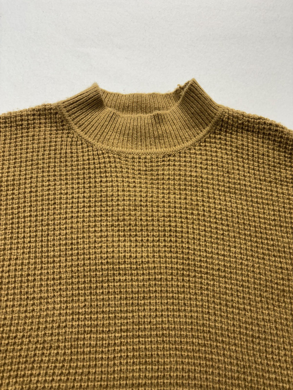 MICHAEL Michael Kors Sweater Womens Large Brown Waffle Knit Fringe Mock Neck