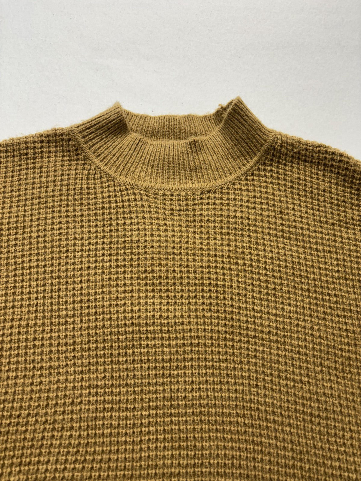 MICHAEL Michael Kors Sweater Womens Large Brown Waffle Knit Fringe Mock Neck