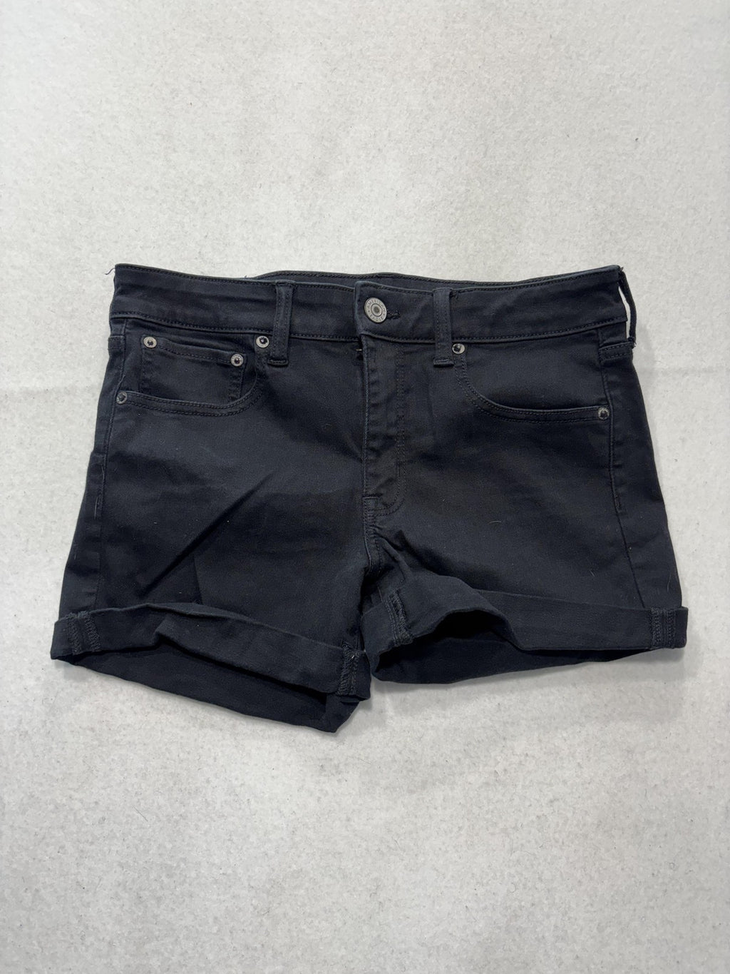 American Eagle Womens 8 Black Denim Cut Off Cuffed Stretch Shorts Ne(x)t Level