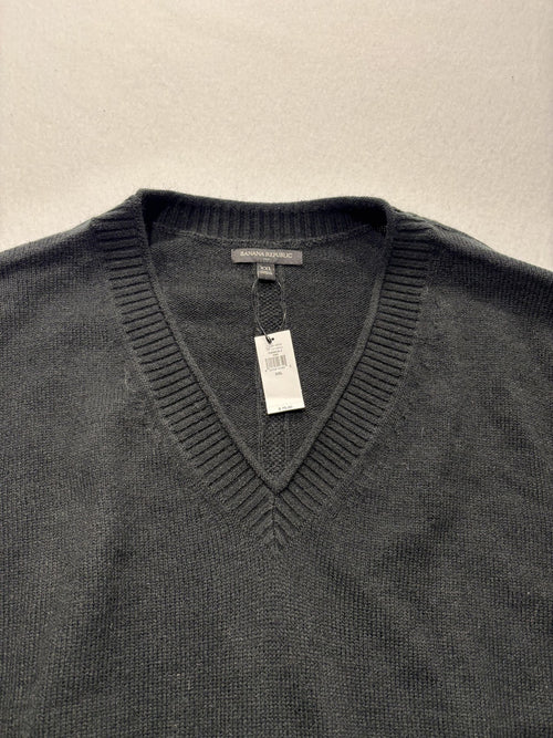 Banana Republic Sweater Mens 2XL Gray V Neck Lightweight Knit Pullover Casual