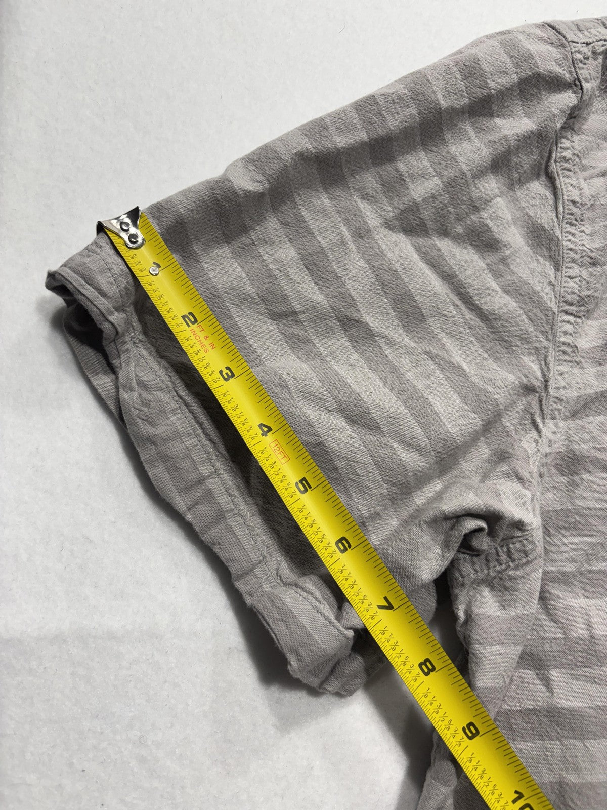 Carhartt Shirt Mens XL Gray Striped Loose Fit Short Sleeve Button Up Workwear