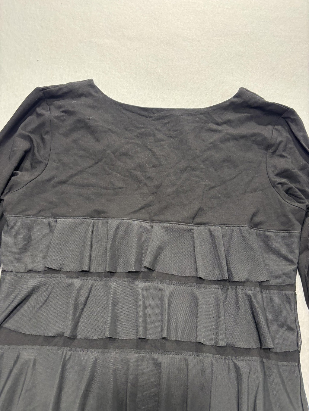 Isle By Melis Kozan Dress Womens Small Black Mesh Ruffle Long Sleeve Shift