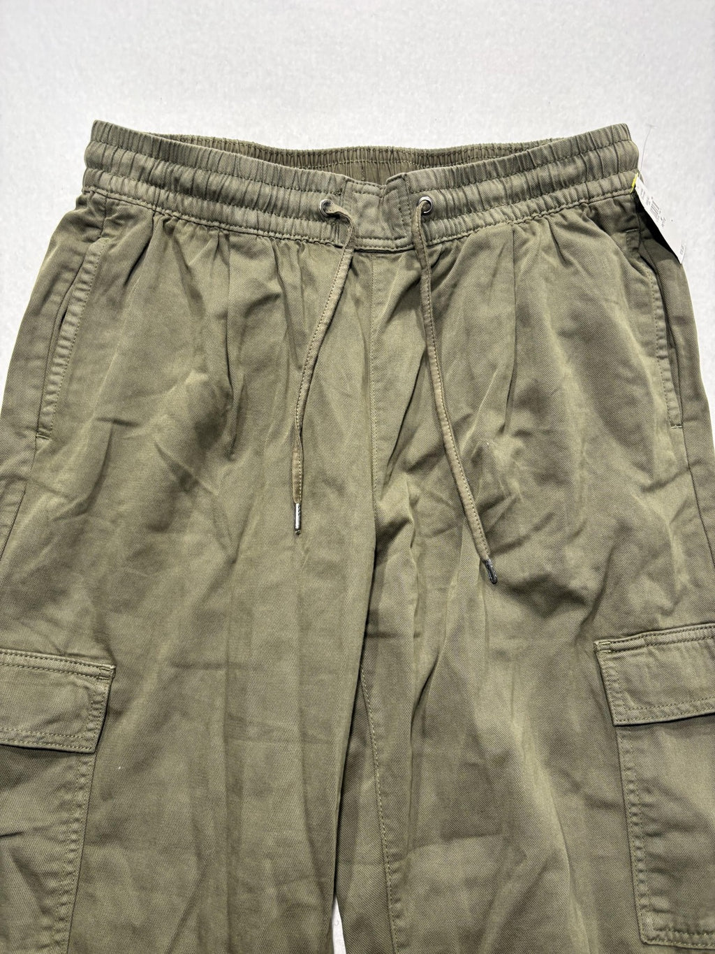 Gap Cargo Pants Womens M Petite Green Twill Crop Elastic Waist Pull On Relaxed