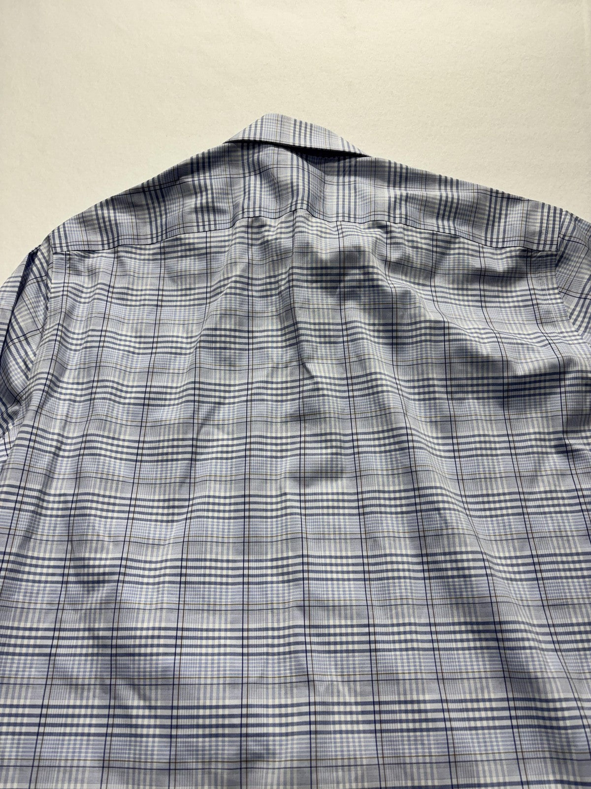Michael Kors Dress Shirt Mens Large Blue Plaid Long Sleeve Non Iron Stretch