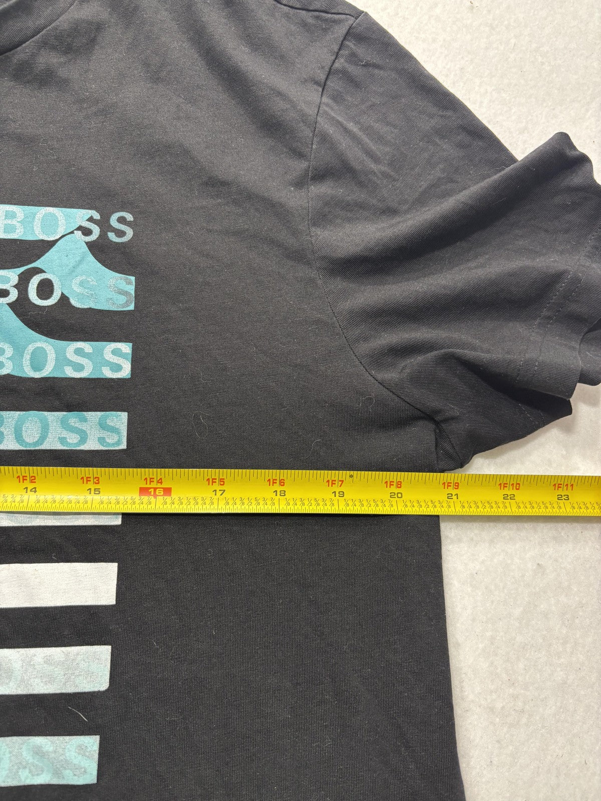 Boss Shirt Mens Large Black Bionic BOSS Logo Stripe Graphic Short Sleeve Tee