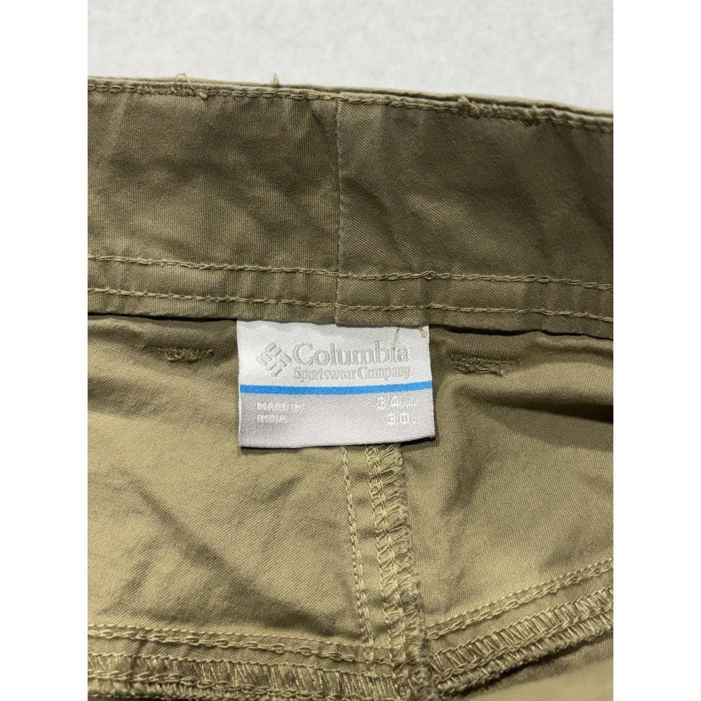Columbia Khaki Pants Mens 34x30 Green Regular Fit Canvas Stretch AM0449 Outdoor