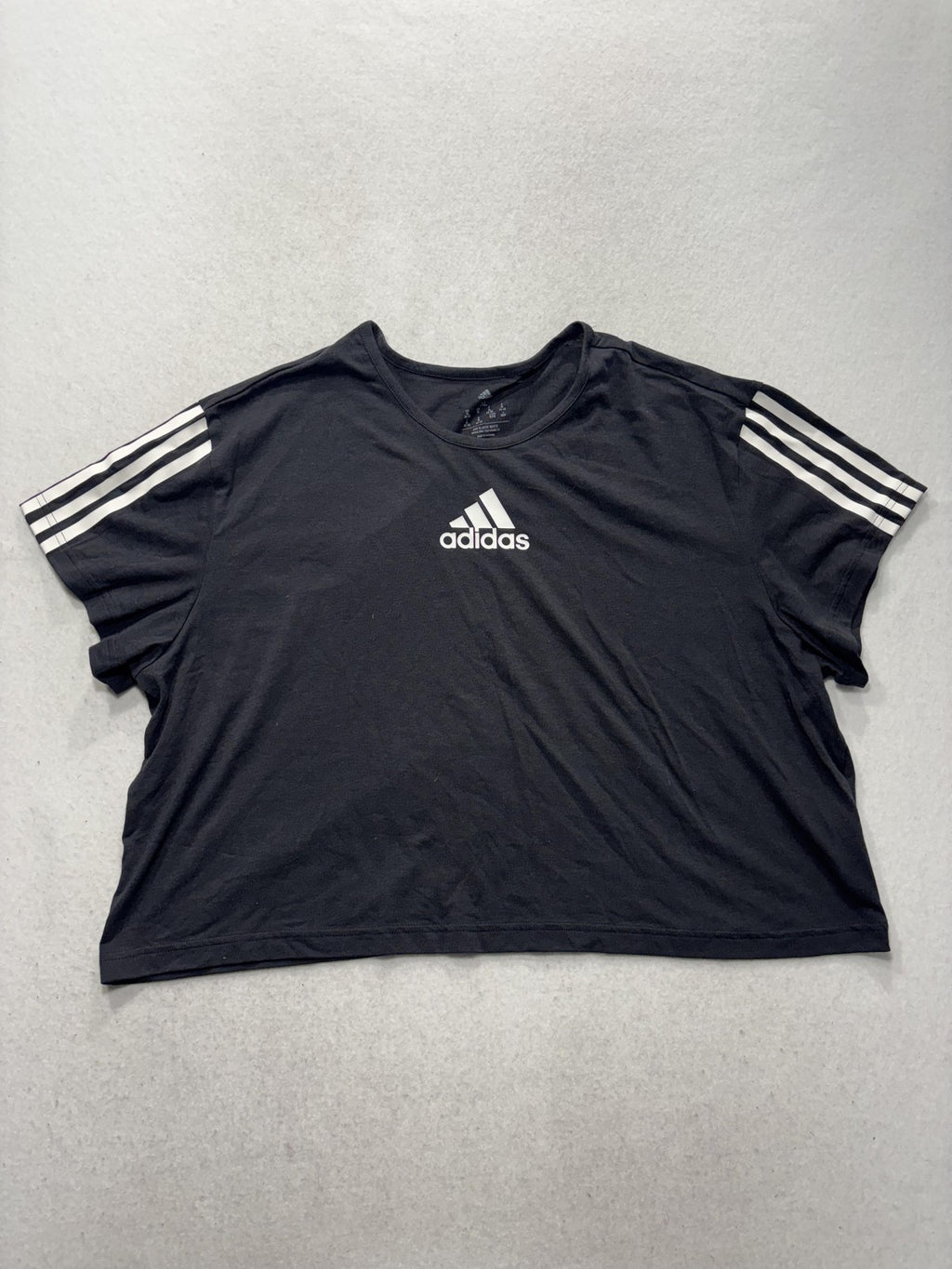 Adidas AEROREADY Shirt Womens XL Black Cropped 3 Stripe Logo HA1192 Athletic Top