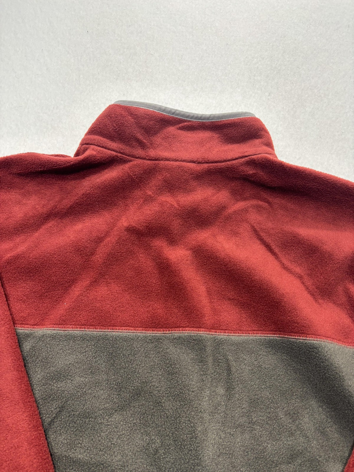 Columbia Pullover Mens XL Red Colorblock Fleece Snap Mock Neck Hiking Outdoor