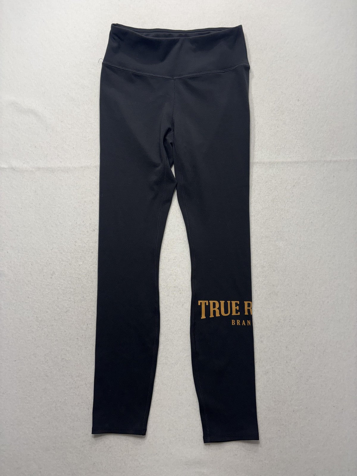 True Religion Leggings Womens XS Black High Rise Logo Ankle Stretch Athletic