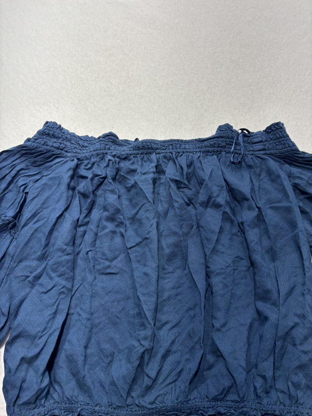 Free People Blouse Womens Small Blue Off Shoulder Ruffle Bell Sleeve Crop Top