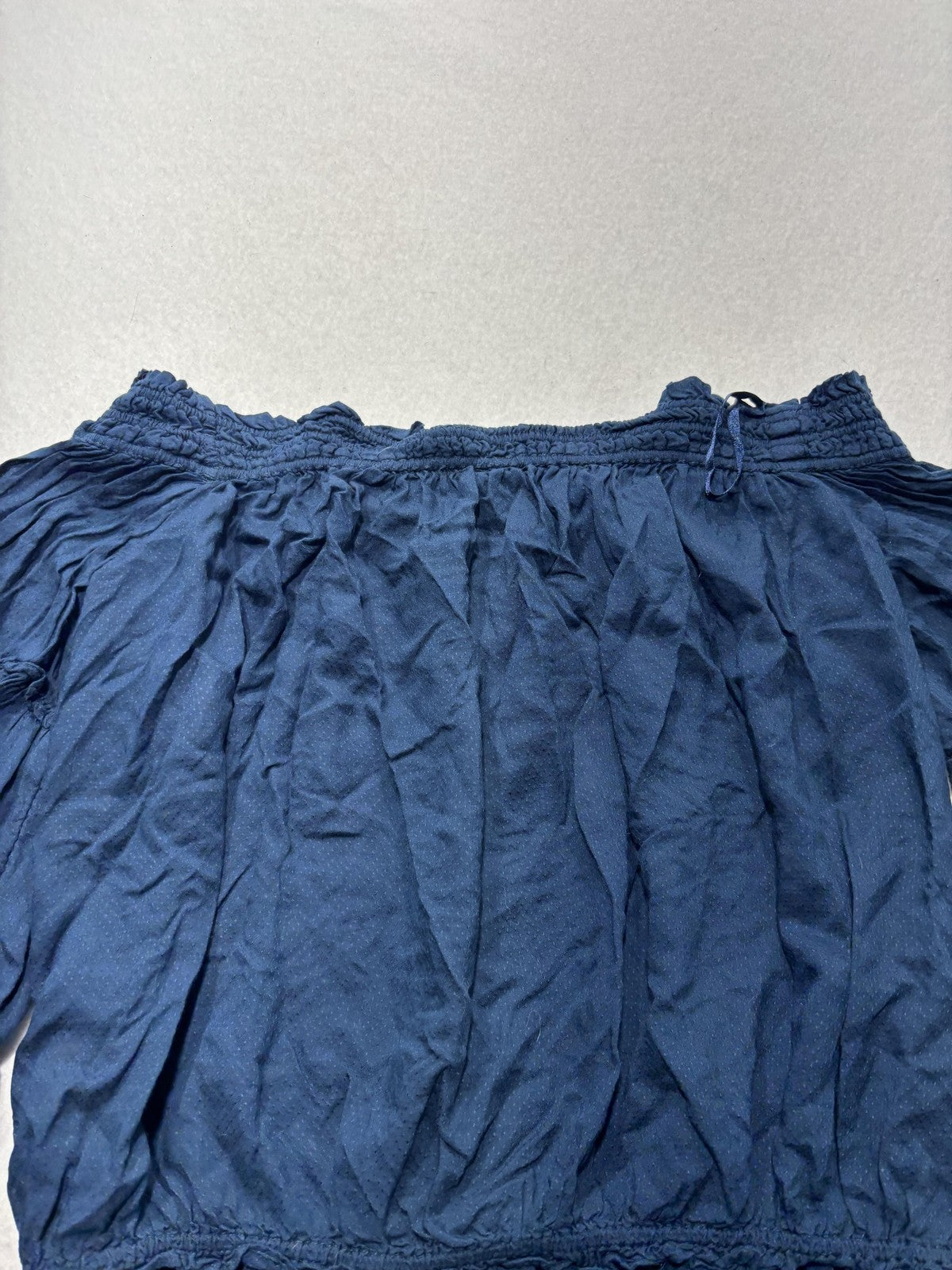 Free People Blouse Womens Small Blue Off Shoulder Ruffle Bell Sleeve Crop Top