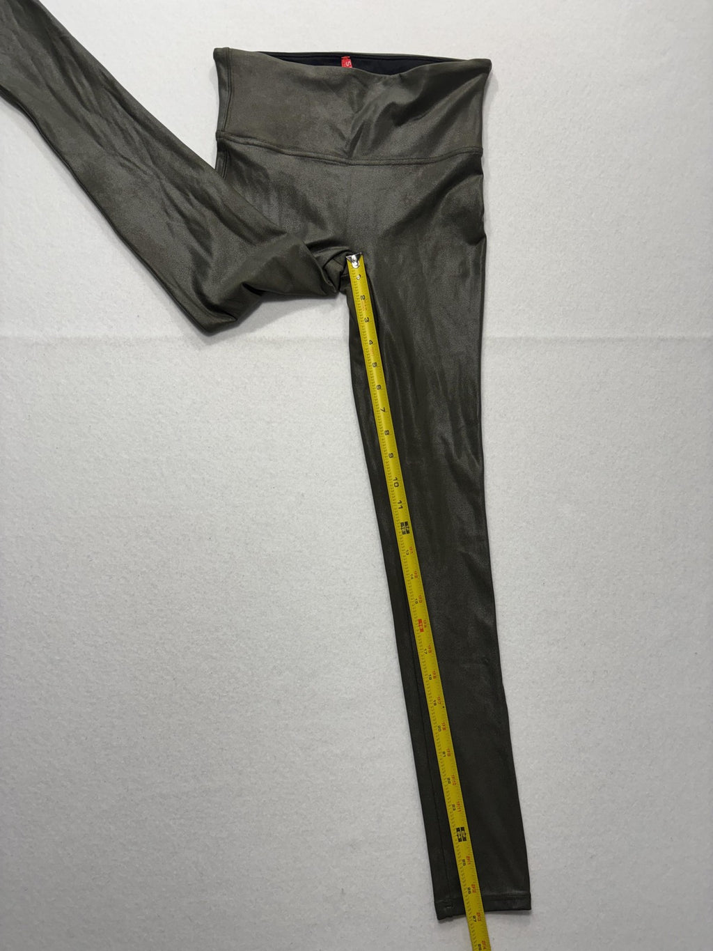 Spanx Leggings Womens Small Olive Faux Leather High Rise Shaping Pull On