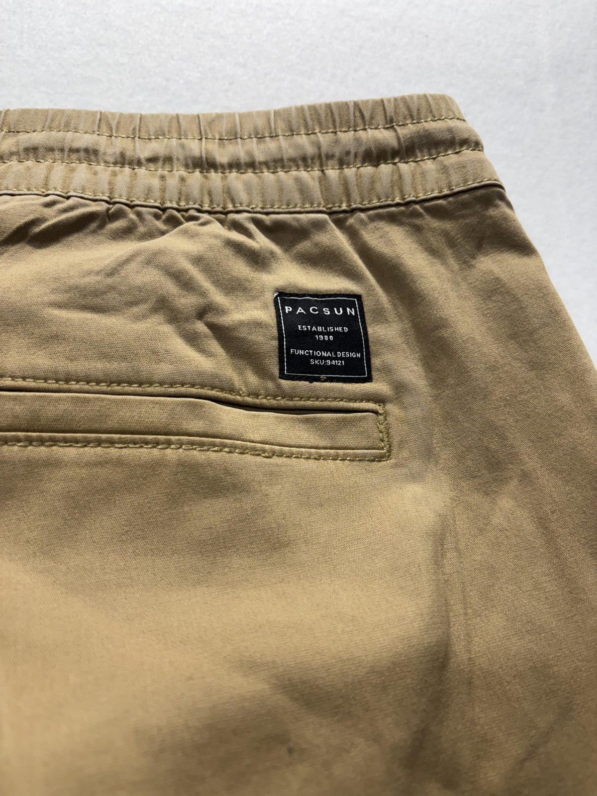 PacSun Cargo Pants Mens 34x32 Beige Slim Tapered Elastic Waist Jogger 133BT107