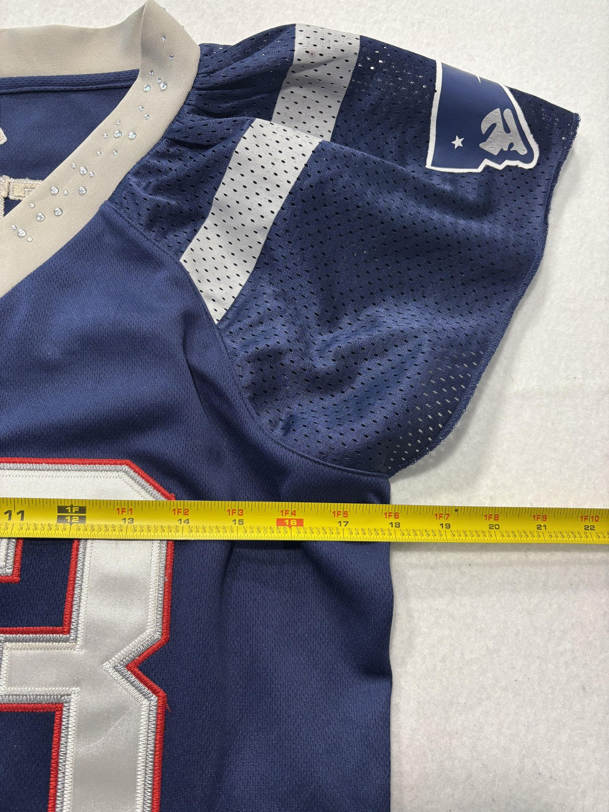 New England Patriots Jersey Womens Large Blue NFL Football Reebok Welker 83