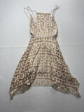 Free People Dress Womens 0 Beige Floral Lace Square Neck Asym Hem Sundress Boho