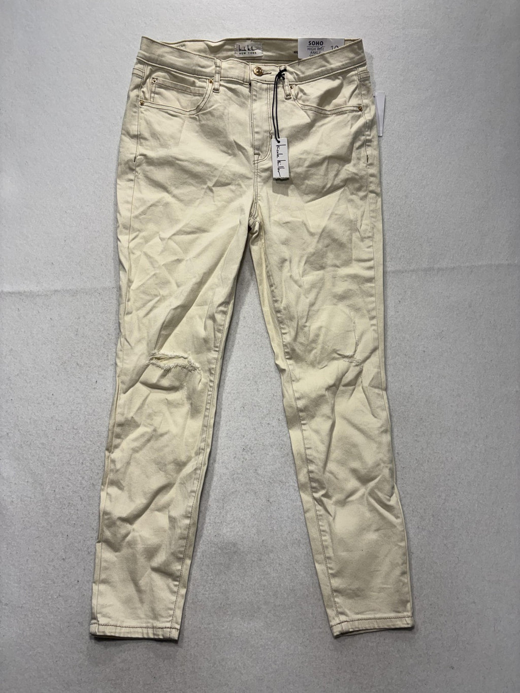 Nicole Miller Soho High Rise Ankle Skinny Jeans Womens 10 Winter White 32x27