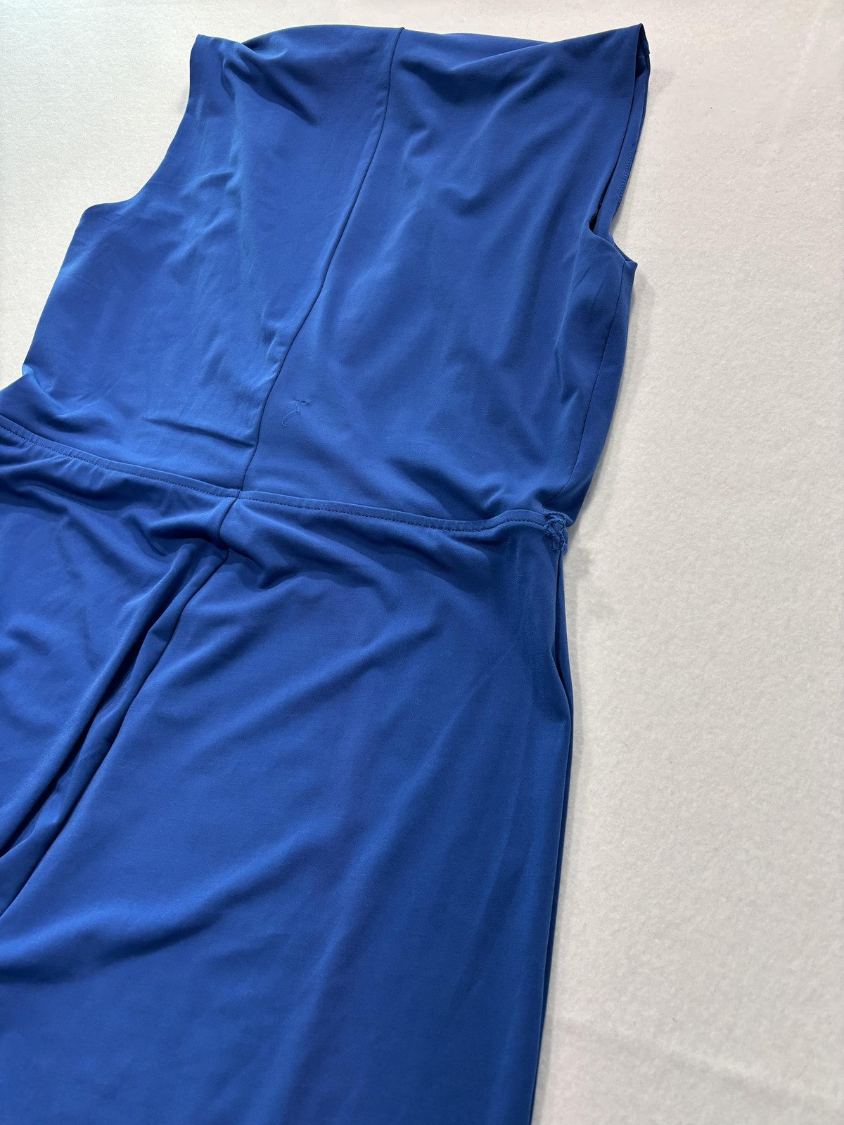 Chico's Jumpsuit Womens 2 Blue Sleeveless V Neck Wide Leg Stretch Pull On Dressy