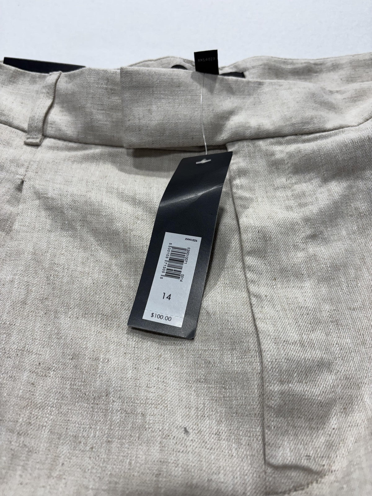 Banana Republic Dress Pants Womens 14 Beige Linen Wide Leg High Rise Relaxed