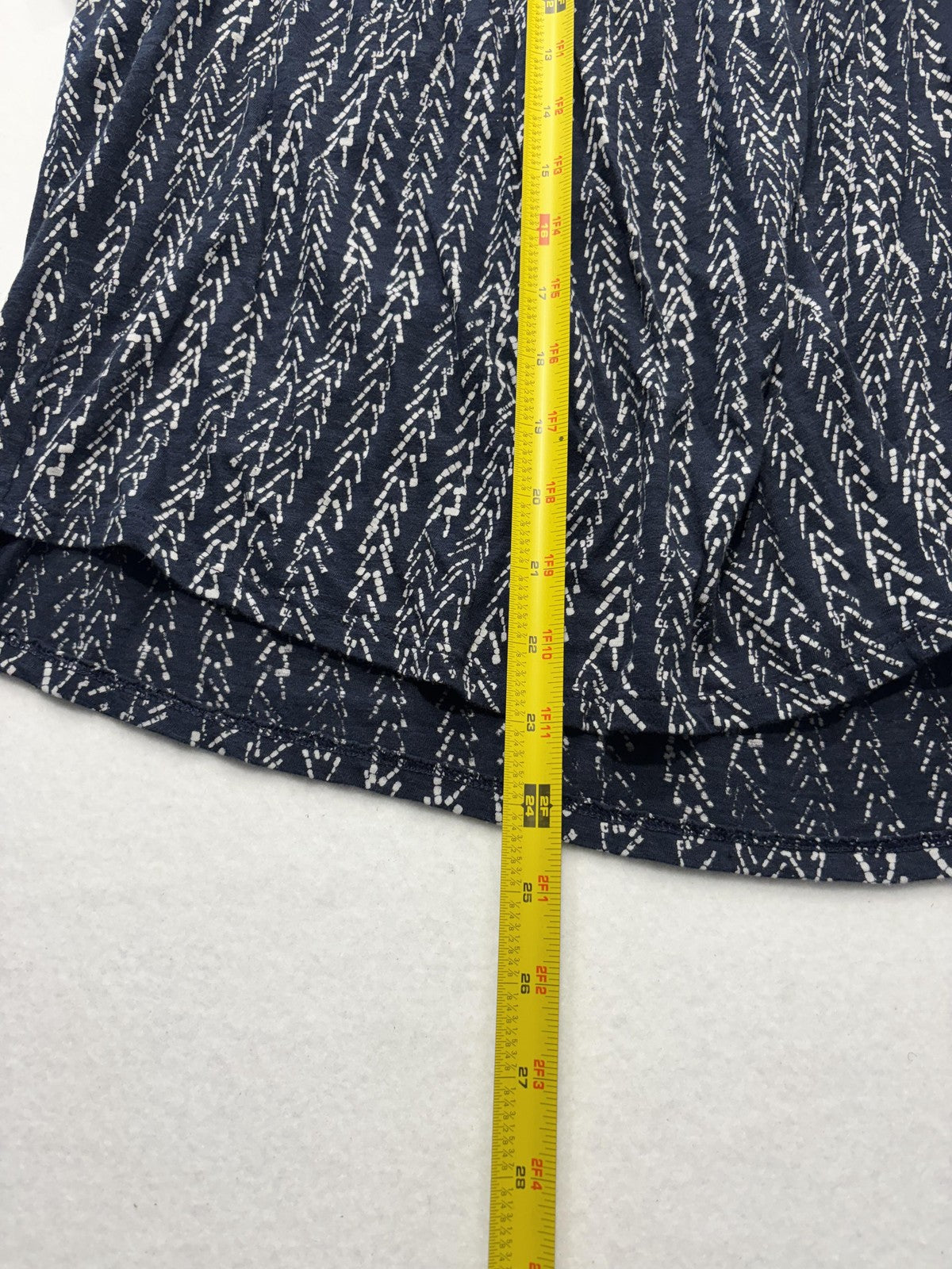 Lucky Brand Blouse Womens XL Blue Geometric Scoop Neck Flutter Sleeve Jersey Top