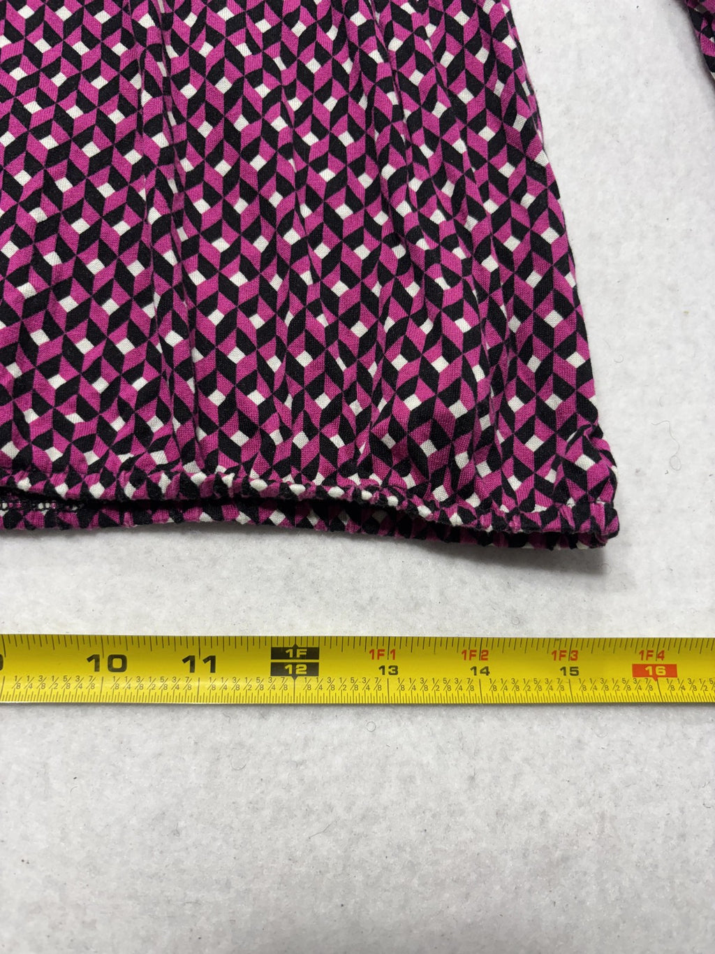 MICHAEL Michael Kors Blouse Womens Small Pink Geometric Scoop Neck Long Sleeve