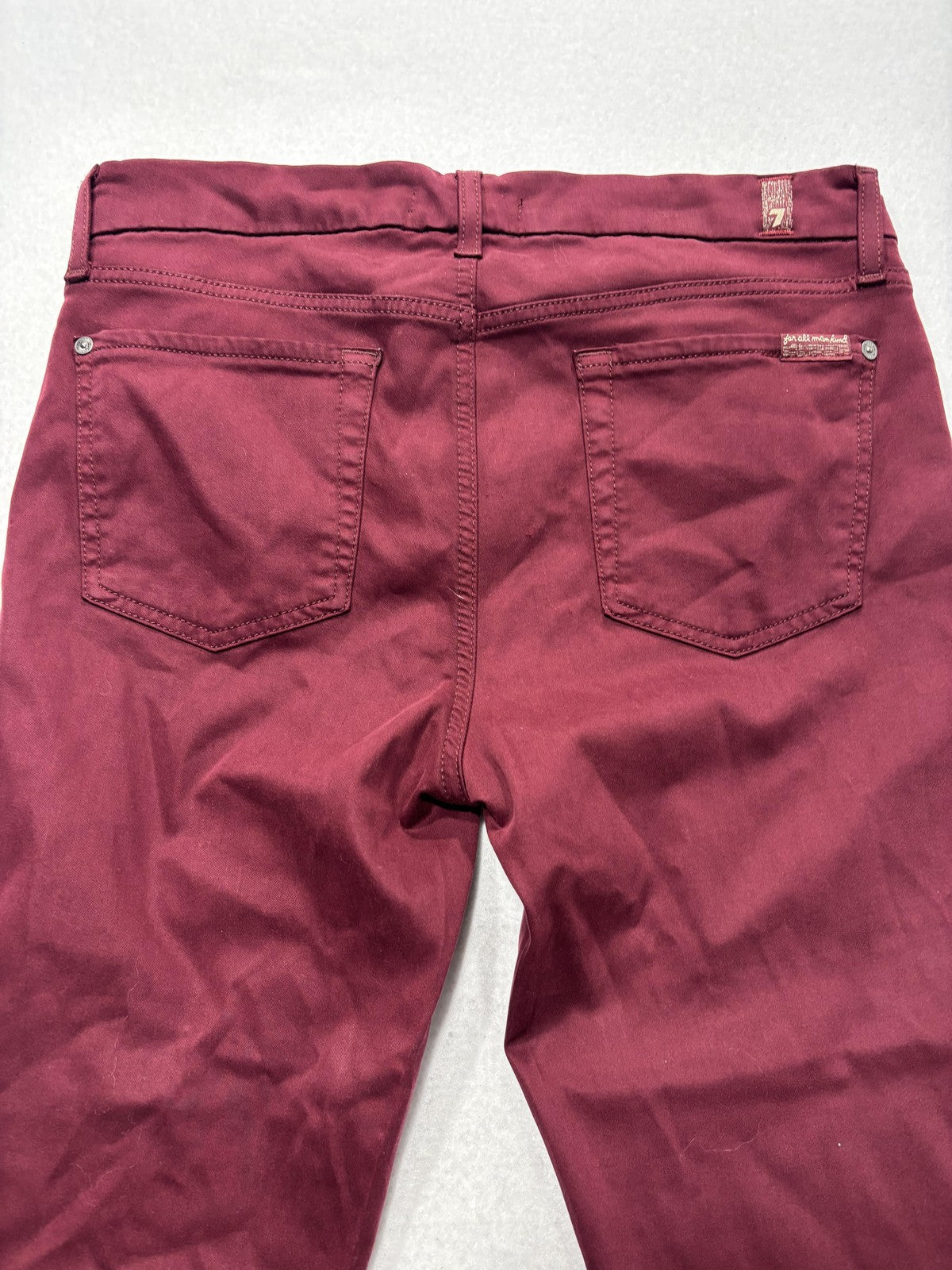 7 For All Mankind Jeans Womens 30 Red Burgundy Skinny Mid Rise Stretch 30x27.5
