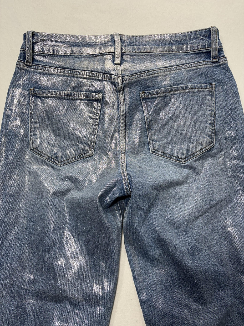 KUT From The Kloth Ashley Slouchy Barrel Jeans Womens 8 Silver High Rise Crop