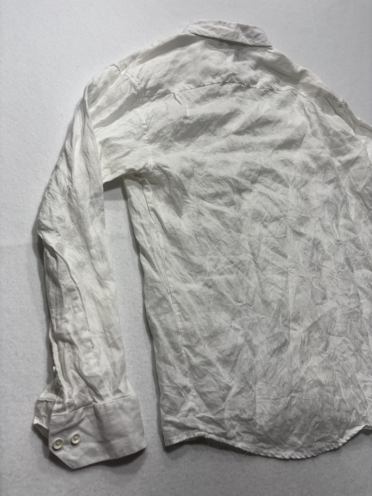 X Amiani Shirt Mens XL White Linen Long Sleeve Button Up Lightweight Casual