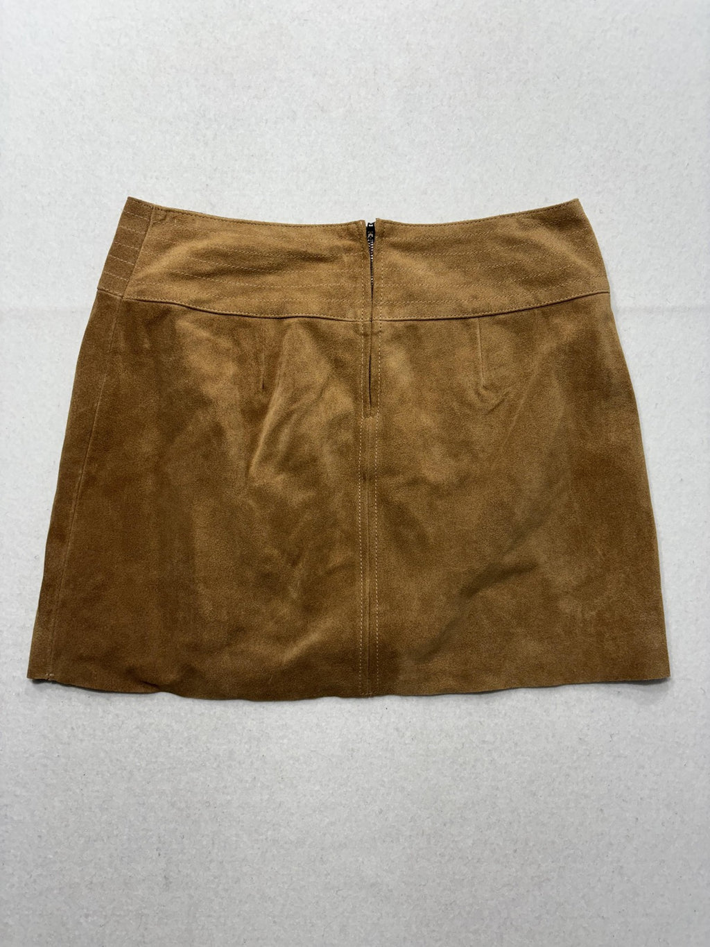 Free People Skirt Womens 10 Brown Suede Patch Pocket Mini Zip Back Fall Casual
