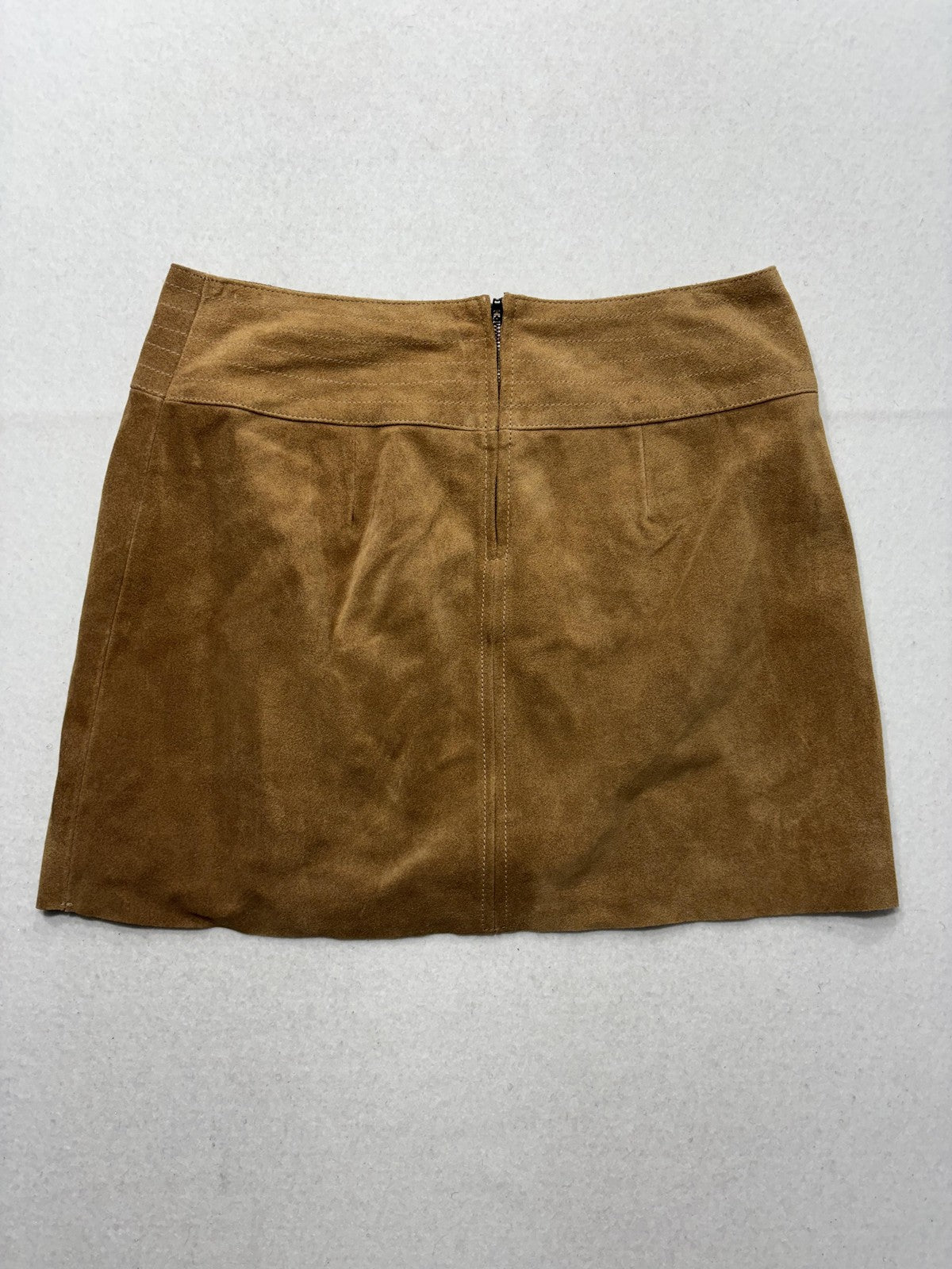 Free People Skirt Womens 10 Brown Suede Patch Pocket Mini Zip Back Fall Casual