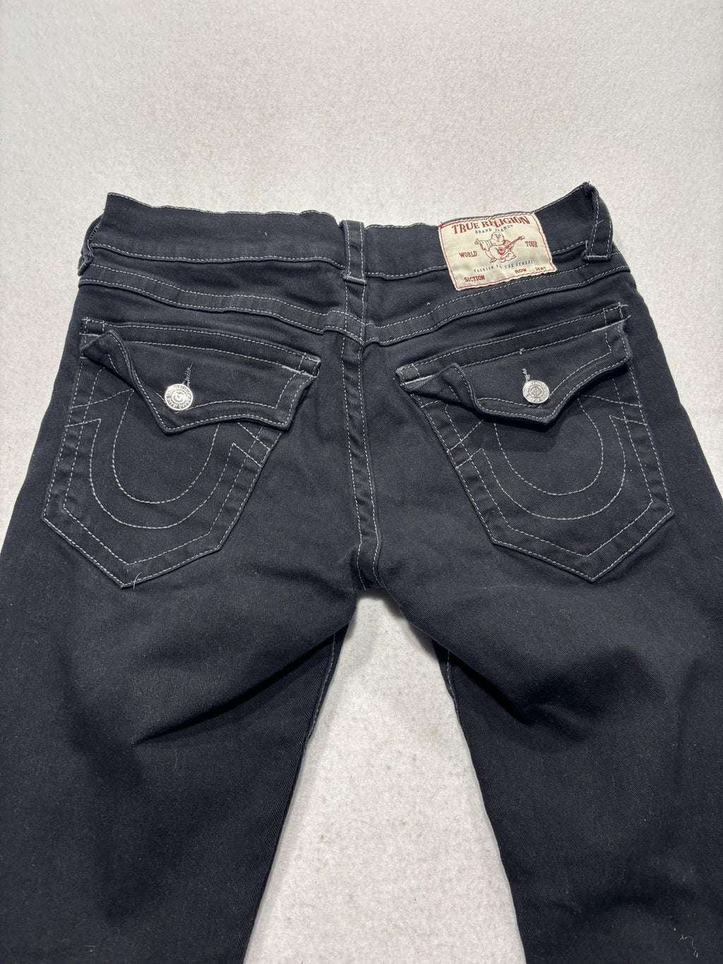 True Religion Ricky Relaxed Straight Jeans Mens 32x32 Black Dark Wash Stretch